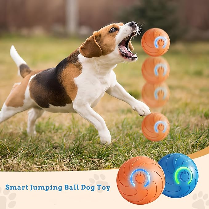 Smart Jumping Ball Dog Toy, 2025 New Vibrating Dog Ball, Interactive Bouncing Toys for Small Medium Large Dogs (Orange)