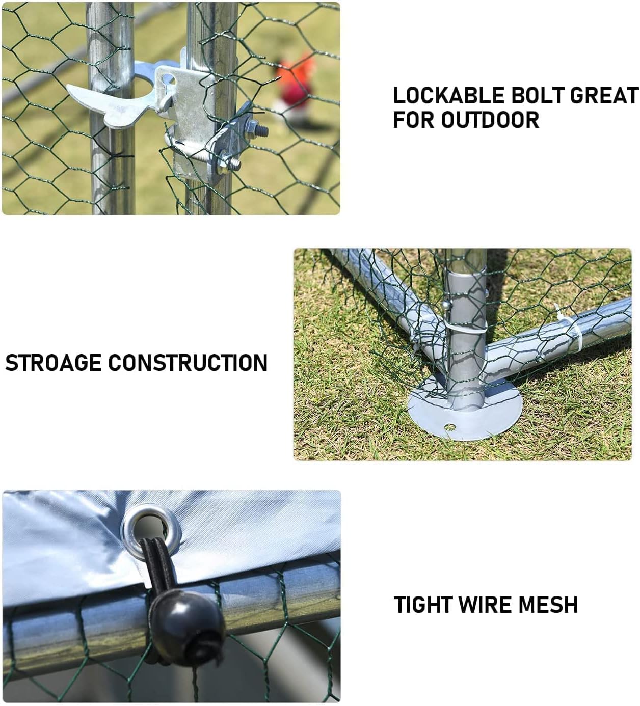 1.26'' Large Metal Chicken Coop Run Walk in, Chicken Runs for Yard with Cover, Chicken Pens Outdoor, Spire Roofed Outside Dog Kennel with Roof (9.8’Lx13.1’Wx6.4’H)