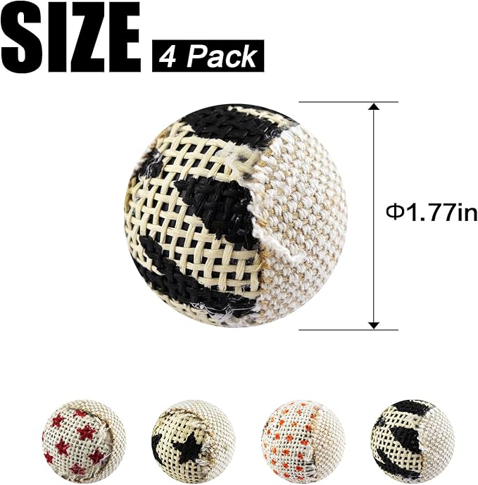 TTcat Canvas Cat Toys Balls for Indoor Cats, Interactive Toys for Cat Kitty Kitten,4 Pack