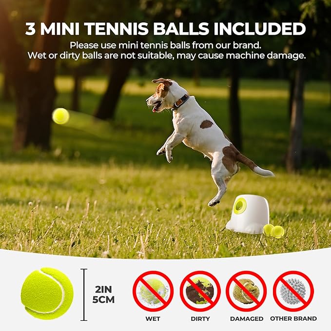 ALL FOR PAWS Automatic Dog Ball Launcher, Interactive Ball Thrower Dog Toys Includes 3pcs Tennis Balls for Small/Medium Dogs
