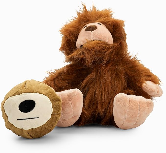 Flourish Pets 3 in 1 Multi-Layer Chew Toy for Active Dogs | Non-Toxic BPA Free Double Stitched Soft Fabric Exterior Dog Toys | Long-Lasting Dog Plush Toys (Large Sasquatch 11")