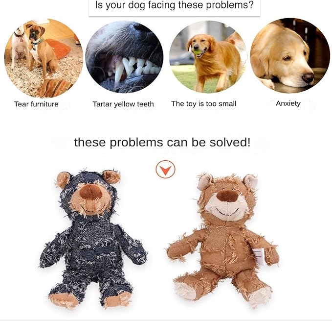 MAXBECK Dog Companion for Heavy Chewers-New Plush Robust Bear Dog Toy, Resistant Squeaky Dog Toys for Heavy Chewers, Tough Stuffed Plush Dog Toys for Aggressive Chewers