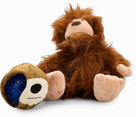 Flourish Pets 3 in 1 Multi-Layer Chew Toy for Active Dogs | Non-Toxic BPA Free Double Stitched Soft Fabric Exterior Dog Toys | Long-Lasting Dog Plush Toys - Small Sasquatch 9.5"