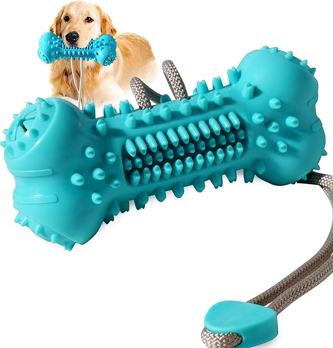 Dog Chew Toy for Aggressive Chewers, Durable Dental Cleaning Treat Toy, Food Dispensing Interactive Toy for Small, Medium & Large Dogs, Teeth Cleaning, Keep Busy, Tough Natural Rubber (Green)