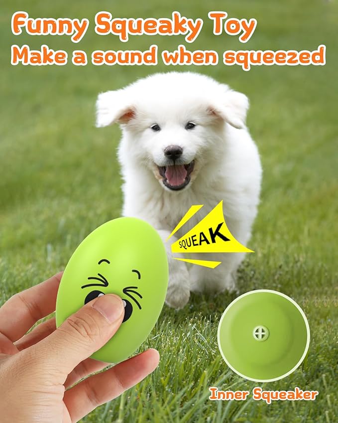 Squeaky Dog Toys, Soft Puppy Egg Balls, Funny Interactive Squeak Pet Chew Toy, [5 Pack] Fetch Play Balls Toy for Puppies Small Medium Breeds, 2.6"*1.8"
