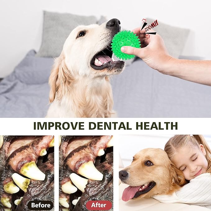 petizer Dog Toy Balls, 3-Pack Squeaky, Floating, Spiky, Interactive Fetch, Chew for Small Medium and Large Dogs, Waterproof, 2.5/3.5in