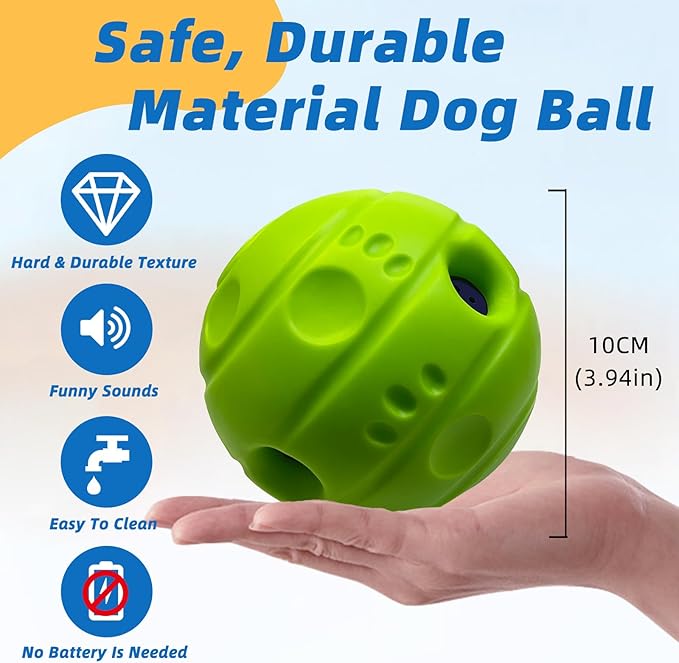 Dog Toys Ball, Interactive Dog Ball, No Paint, Gibbering Sound with Surface Concave Lines, L, 3.94 in (10 cm)
