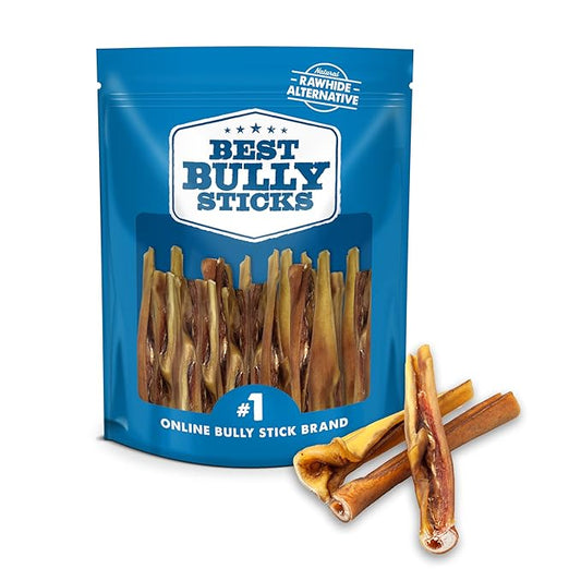 Best Bully Sticks Cheeky Beef Treats - 6 Inch 20 Count (Pack of 1) - Single Ingredient, 100% Grass-Fed, USA Packed, Long-Lasting, Odor Free Alternative to Bully Sticks