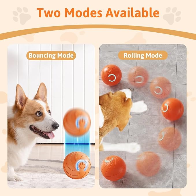 Smart Jumping Ball Dog Toy, 2025 New Vibrating Dog Ball, Interactive Bouncing Toys for Small Medium Large Dogs (Orange)
