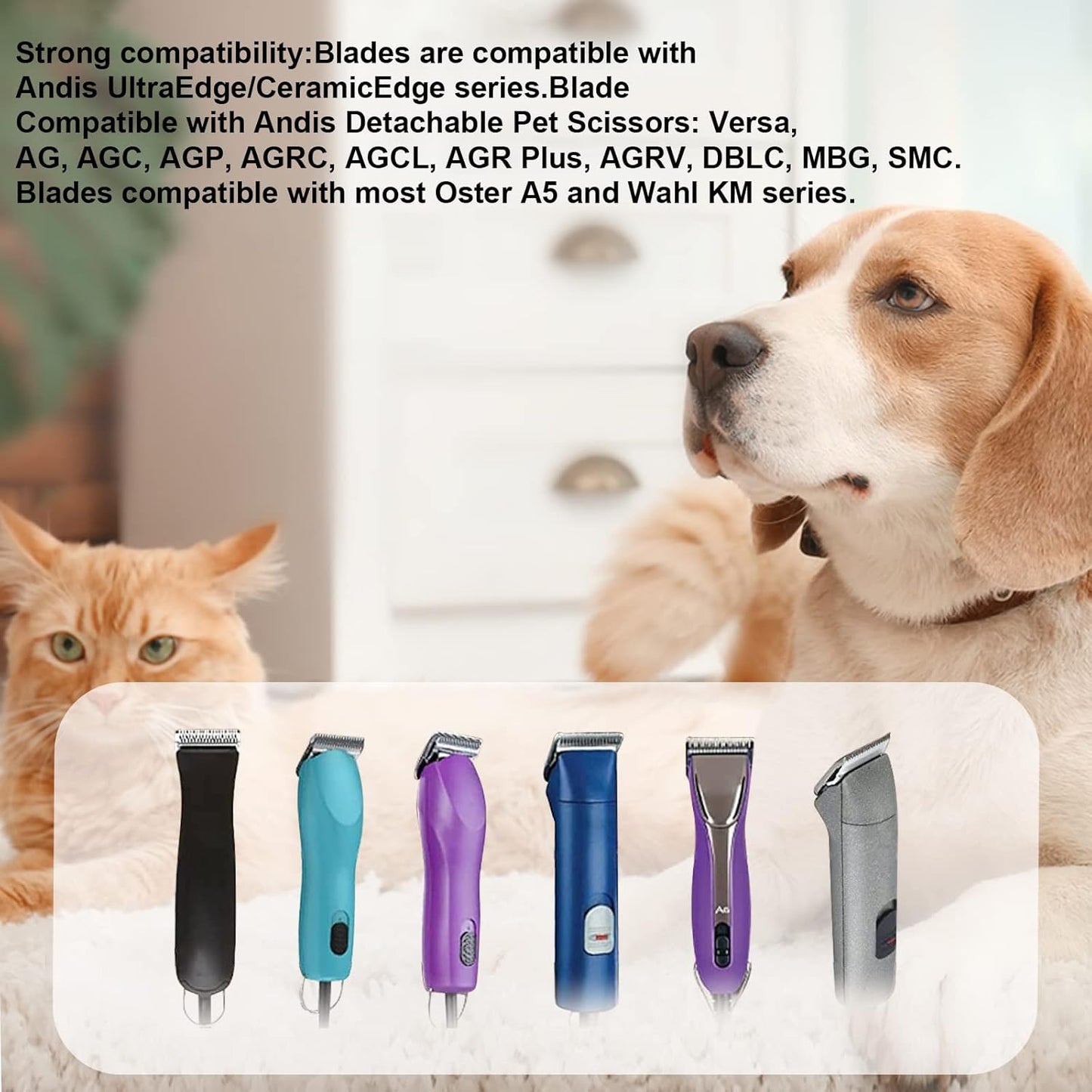 #30 Blade Dog Grooming Clipper Replacement Blades Compatible with Andis/Wahl/Oster Dog Clippers,Detachable Ceramic Blade & Stainless Steel Blade,Size-30, 1/50-Inch Cut Length (64260)