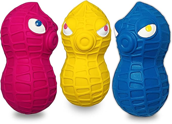 Squeaky Dog Toys for Medium Dogs Toys Squeaky - Latex Dog Squeaky Toys, Cute Peanut Dog Toys for Large Dogs, Medium Breeds 3pcs