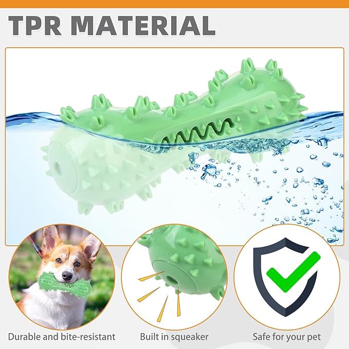 KOOLTAIL Floating Dog Toys for Swimming Pool,Summer Bumper Toy for Water,Indestructible Dog Toothbrush Chew Toy,Interactive Training Squeaky Toys for Aggressive Chewers Small Medium Large Dogs,Green