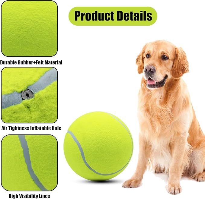 Magicorange 9.5" Giant Oversize Tennis Ball Dog Toy for Outdoor/Indoor Sports - Yellow