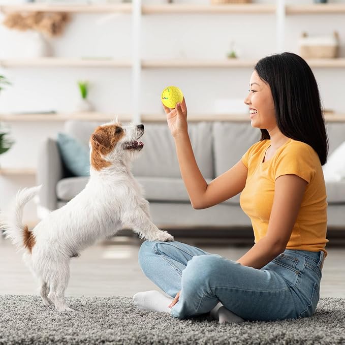 Interactive Dog Toys Balls, Dog Ball for Puppy Small Dogs Cats, Robust self-Rolling Ball, Tough Motion Activated Automatic Moving Dog Balls Toys Indoor Outdoor, Yellow