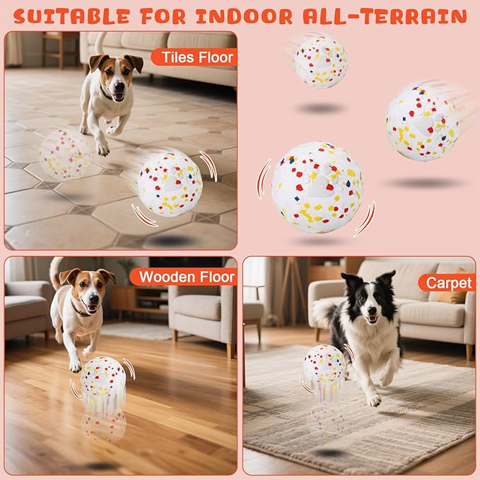BABORUI E-TPU Interactive Dog Ball, Automatic Interactive Dog Toys for Aggressive Chewers, Rechargeable Indestructible Dogs Ball for Small/Medium/Large Dogs Indoor/Outdoor to Keep Them Busy