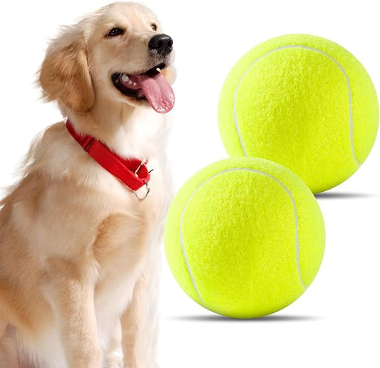 susu & wuwu Large Tennis Ball for Dogs 4 Inch Big Tennis Ball for Dog,Outdoor Play Toy for Small, Medium,Large Dogs Pet Birthday Gift (2 Pack)