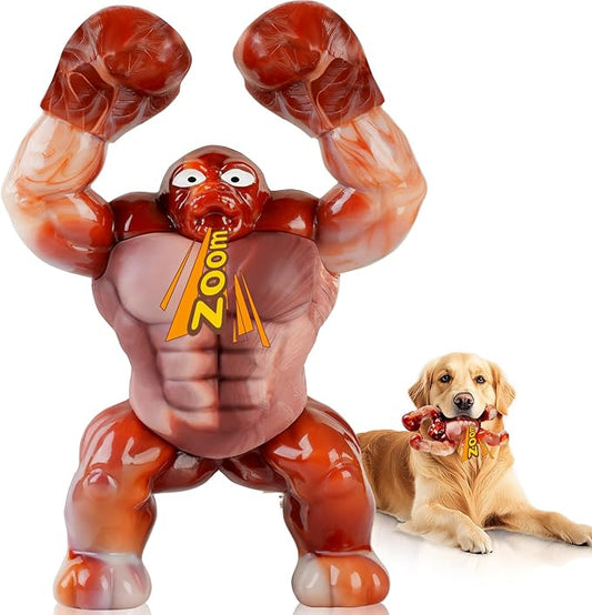 Tough Dog Toys for Aggressive Chewers – Indestructible Chew Toys for Medium & Large Dogs, Squeaky Toys to Keep Them Busy, Reduce Anxiety, Bacon Flavor
