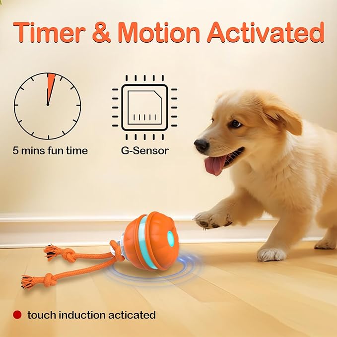 Peppy Pet Ball for Dogs, Dog Interactive Toys,Motion Activate Rolling Ball for Puppy/Small Dogs, Automatic Moving Toy,USB Rechargeable