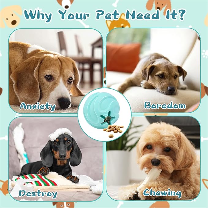 Interactive Dog Ball Treat Dispensing Dog Toys, Dog Puzzle Toys for Boredom to Keep Them Busy, Perfect for Fetch/Chewing/Training Treat Dispenser Toy for Medium/Large Dogs