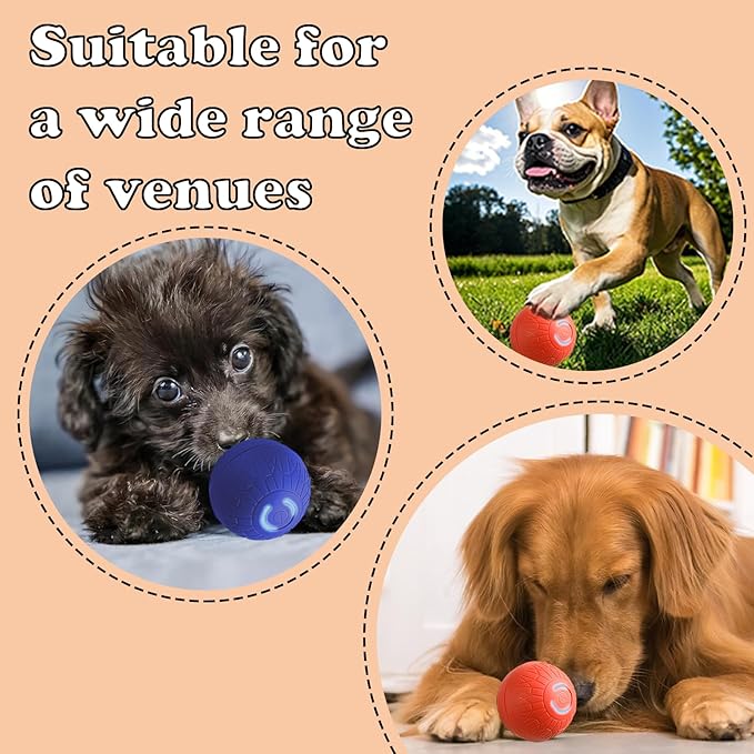 Interactive Duraspin Dog Ball, Self-Bouncing Vibrating & Auto-Rolling, Auto Stop Touch Start Jumping Ball Toy for Medium/Large Dogs (67mm, Orange)