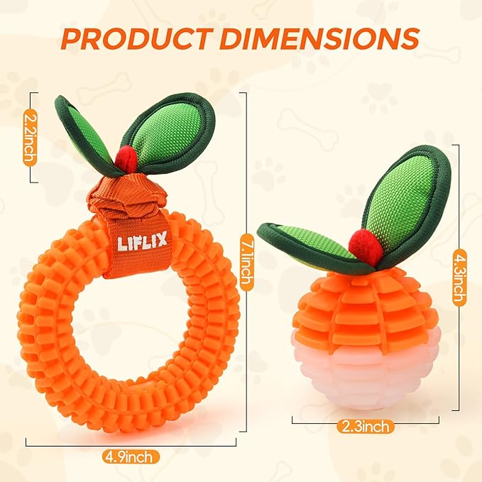 2-Pack Dog Teeth Cleaning Toys, Durable TPU Bite and Brush Dog Toys for Small and Medium Dogs, Dental Chew Toys for Puppy Teething