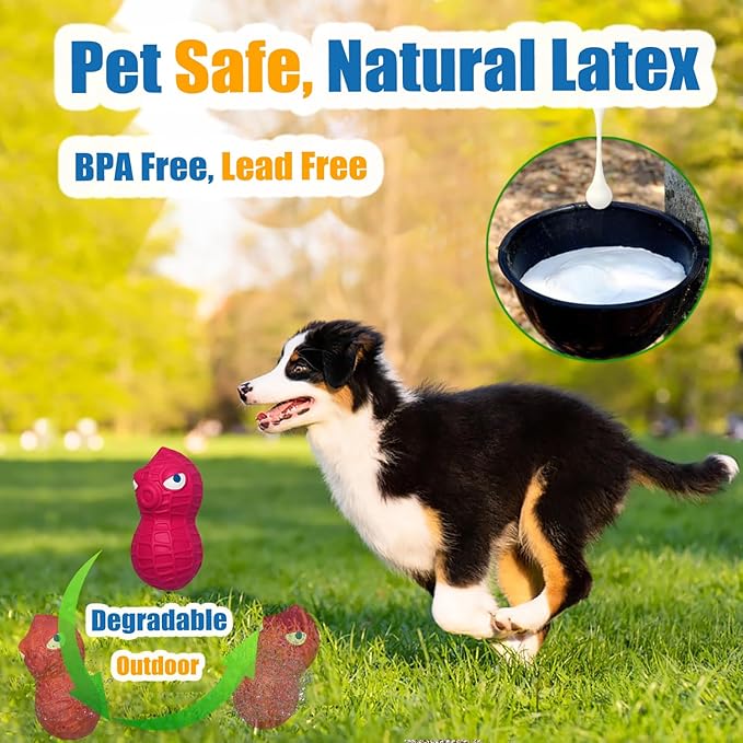 Squeaky Dog Toys for Small Dogs, Latex Dog Toys Squeaky, Puppy Squeaky Toys, Peanut Small Dog Squeaky Toys for Small Dog 3pcs - Mini,Small Breeds