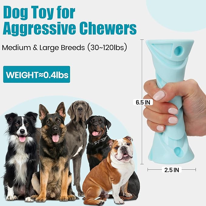 Interactive Dog Puzzle Toy for Boredom, Rubber Chew Toy Teething Toy to Keep Them Busy, Treat Dispensing Slow Feeder, Interactive Fetch & Dental Cleaning