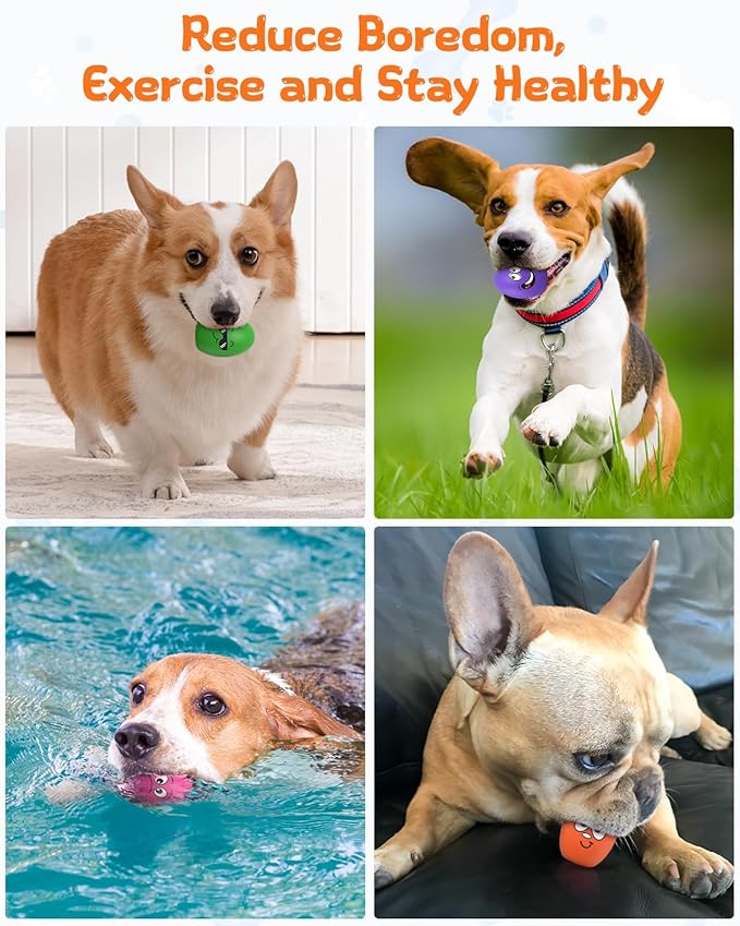 Squeaky Dog Toys, Soft Puppy Egg Balls, Funny Interactive Squeak Pet Chew Toy, [5 Pack] Fetch Play Balls Toy for Puppies Small Medium Breeds, 2.6"*1.8"