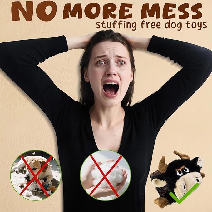 5 Pack No Stuffing Dog Squeaky Toys, Dog Chew with Crinkle and Squeaker, Cute Animal Plush to Keep Them Busy, Suitable for Large and Aggressive Chewers