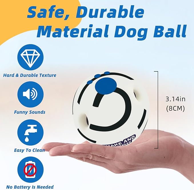 Glow in The Dark Dog Toys Ball, Interactive Dog Ball, Shaking with Gibbering Sound, S, 3.14 in (8 cm)