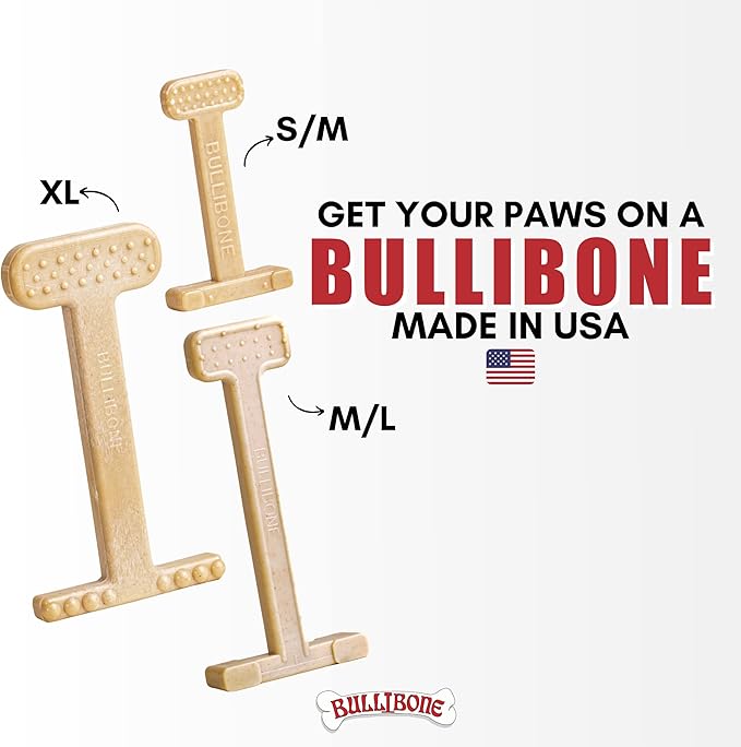 Bullibone Nylon Dog Chew Toy Nylon Bone - Improves Dental Hygiene, Easy to Grip Bottom, and Permeated with Flavor (Peanut Butter, Large - 2 Pack)