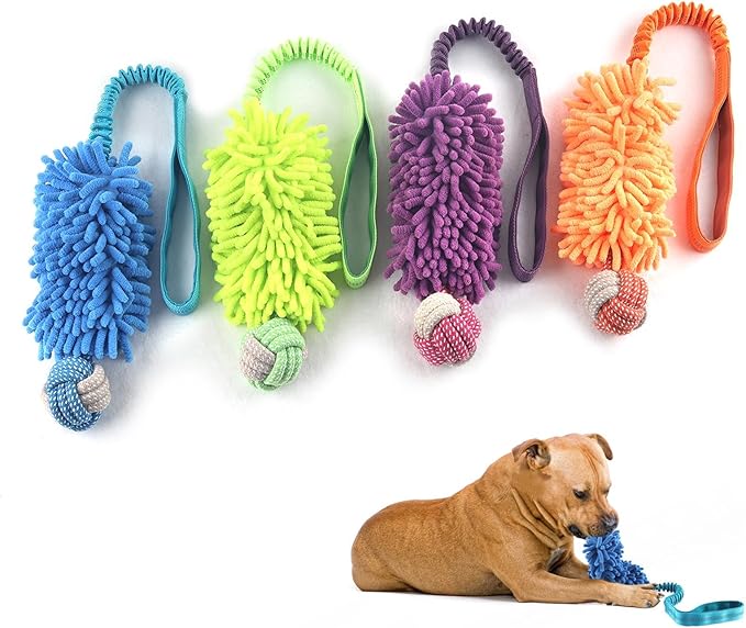 Puppy Toys Squeak Plush With Ropes Knots for Fun and Teeth Cleaning, Tug of War, Chew Toys for Training Small, Large Dogs (Blue, Dog Bite Ball Toy)