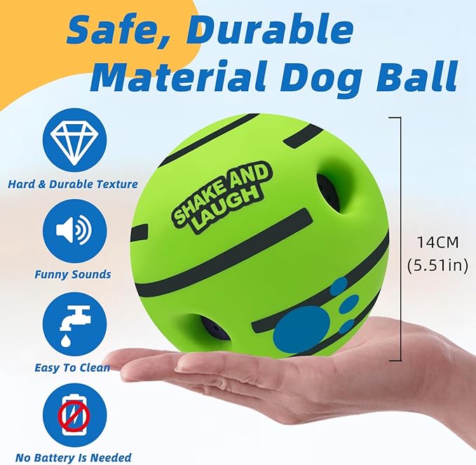Dog Toys Ball, Interactive Dog Ball, Shaking with Gibbering Sound, for Training & Herding, XL, 5.51 in (14 cm)