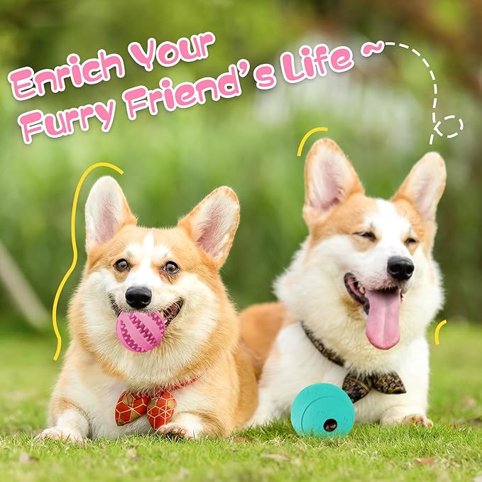 HIPPIH Dog Puzzle Toys 2 Pack, Dog Enrichment Toys for Large Dogs & Small Dogs, Puppy Balls for Treat Dispensing, Durable Balls for Teeth Cleaning/IQ Training/Chewing