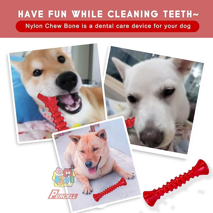 7-1/2" Dog Chew Toys - Thermoplastic Rubber Dog Chew Spiral Bone with Strawberry Flavor, for Medium Large Dogs (Strawberry)