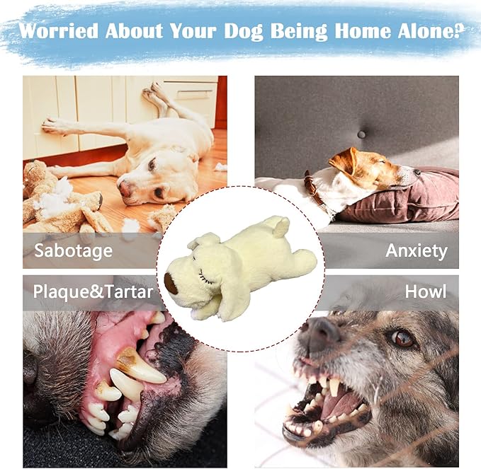 Heartbeat Puppy Toy, Puppy Sleep Aid Toy, Small Dog Training Toys for Separation Anxiety Relief, Pets Plush Toys for Dogs Cats (White)