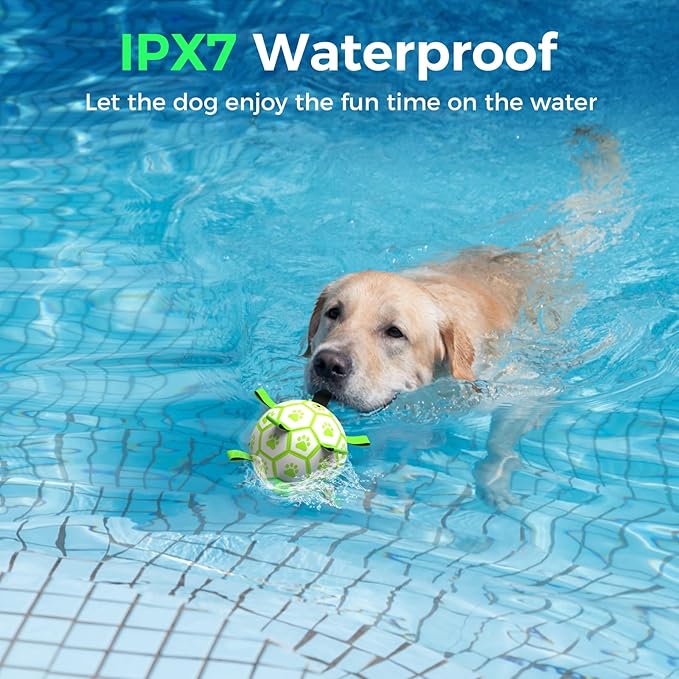 QDAN Premium Glow in The Dark Dog Toys, Dog Ball with Straps, Soccer Ball for Dogs, Outdoor Dog Toys, Pet Birthday Toys, Puppy Essentials for Medium to Large (8Inch)