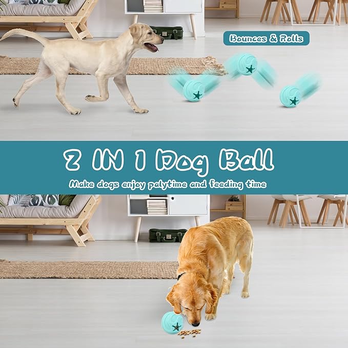 Interactive Dog Ball Treat Dispensing Dog Toys, Dog Puzzle Toys for Boredom to Keep Them Busy, Perfect for Fetch/Chewing/Training Treat Dispenser Toy for Medium/Large Dogs