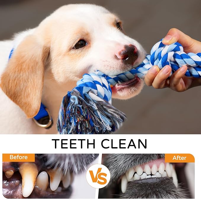 2 Pack Dog Rope Toys for Medium Large Breed, Nearly Indestructible Dog Chew Toys for Aggressive Chewers, Teeth Cleaning Chew Toys, Dog Tug Toy for Boredom, Dog Rope Toy for Aggressive Chewers