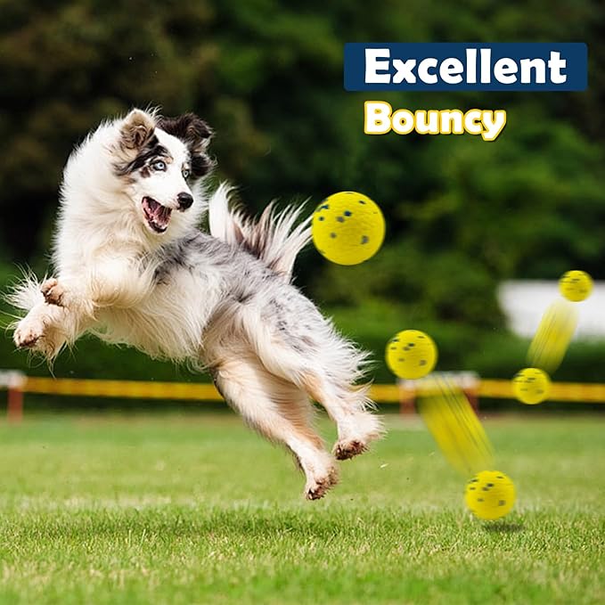 2 Pack Dog Balls Indestructible Tennis Balls for Dogs Durable Bouncy Dog Toy Balls for Aggressive Chewers Interactive Dog Toys for Water Toy Fetch Balls (Yellow,Blue)