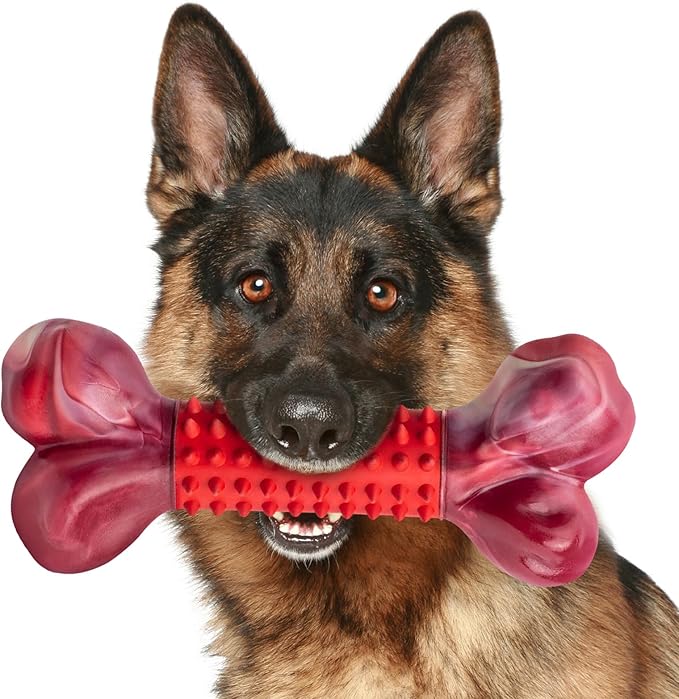 Apasiri Tough Dog Toys for Aggressive Chewers Large Breed, Beef Flavor Dog Chew Bone, Nylon & Rubber Chew Toy for Medium Large Dogs