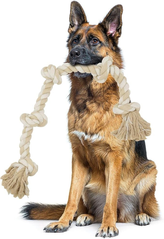 Bmag Dog Toys for Aggressive Chewers, Tough Rope Chew Toys for Medium Large Dogs, 3 Feet Heavy Duty Tough Dog Tug of War Toy with 5 Knots for Teeth Cleaning