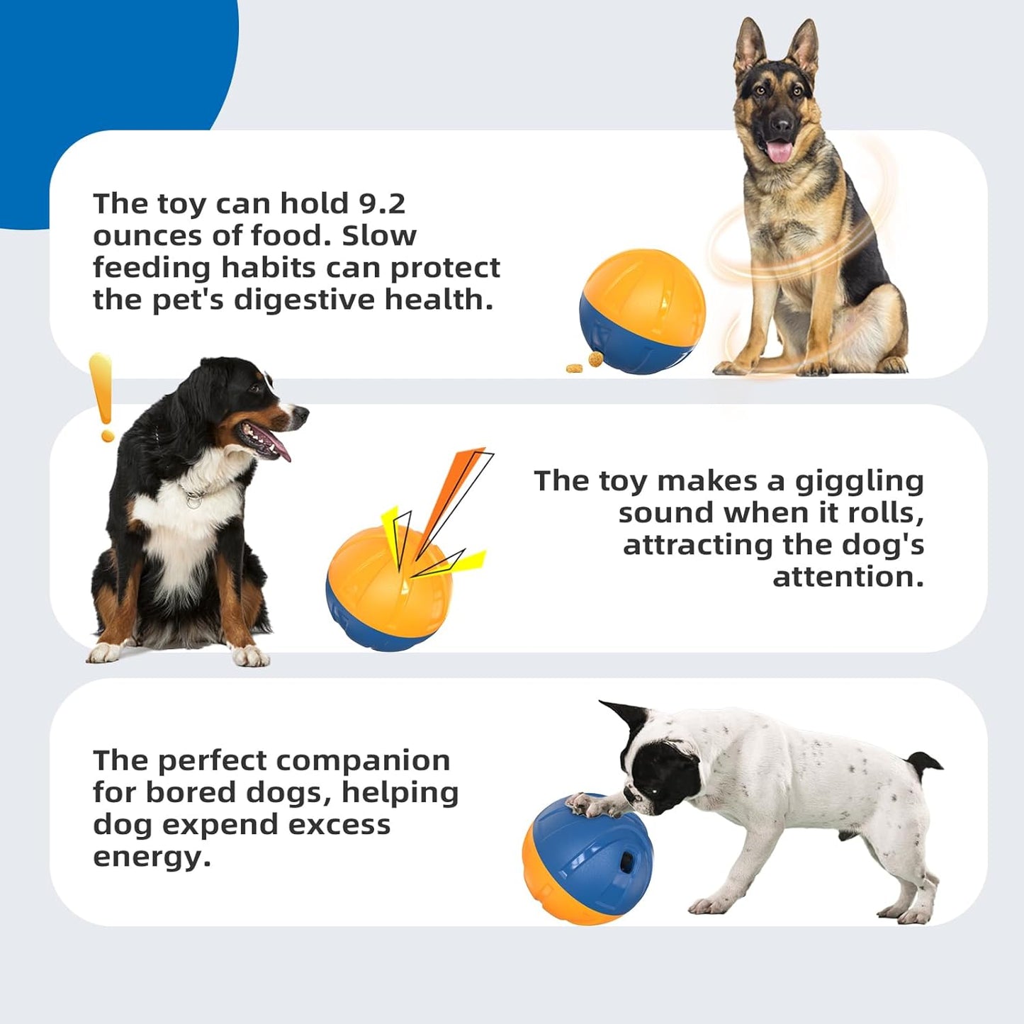 KADTC Dog Treat Giggling Ball - Adjustable Food Dispensing Speed - Puppy Basketball Toy - Puzzle Slow Feeder Mind Game for Medium/Large/Extra L Aggressive Chewers Breed