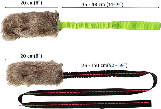 Dingo Tug Toys for Dog, Faux Fur Handle Bungee Agility Motivation Reward Z30021