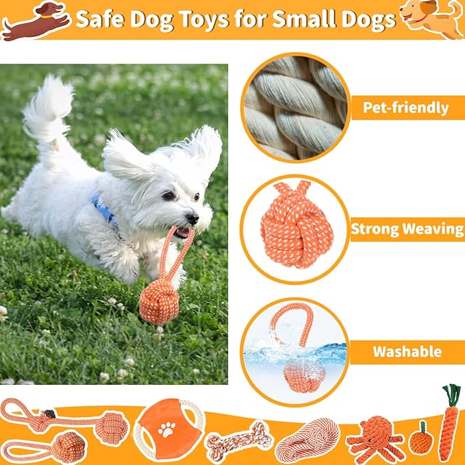 Dog Rope Toy 8 Pack - Tug of War Dog Toy, Sturdy Cotton Chew Rope Toys for Dogs, Puppy Chew Toys for Teething & Boredom Relief