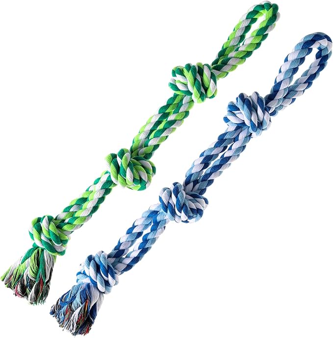 Dog Rope Toy, 2 Pcs Indestructible Dogs Toys, Dog Chew Toys for Aggressive Chewers, Tough Puppy Teething Chew Toys for Boredom, Dental Cleaning Tug of War Dog Toy, Great for Small to Large Breed