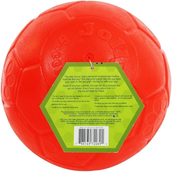 Jolly Pets Jolly Soccer Ball Dog Toy 8in,All Breed Sizes