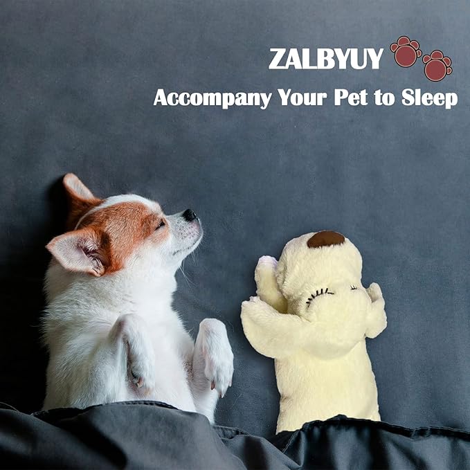 Heartbeat Puppy Toy, Puppy Sleep Aid Toy, Small Dog Training Toys for Separation Anxiety Relief, Pets Plush Toys for Dogs Cats (White)