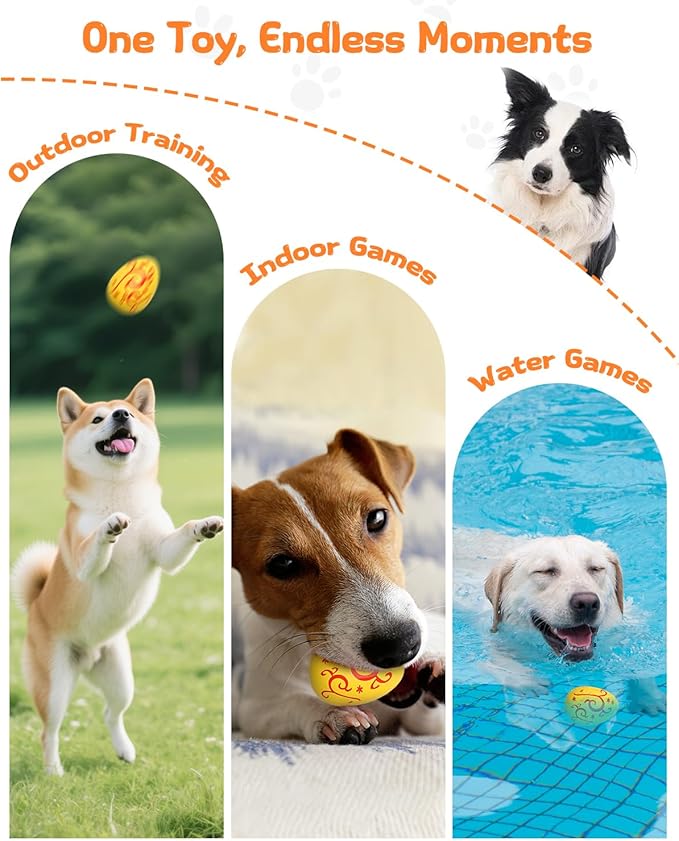 SCHITEC Squeaky Dog Toys for Aggressive Chewers, Tough Rubber Bouncy Balls for Boredom, Durable Pet Chew Toy Ball for Large Medium Breed Dogs (2.8 * 3.7inch)
