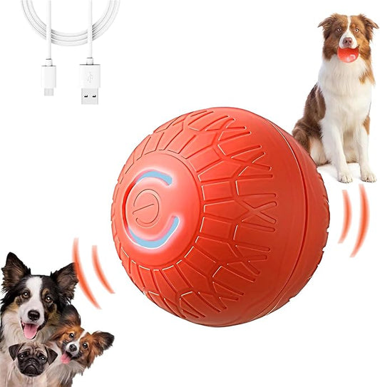 Interactive Duraspin Dog Ball, Self-Bouncing Vibrating & Auto-Rolling, Auto Stop Touch Start Jumping Ball Toy for Medium/Large Dogs (67mm, Orange)